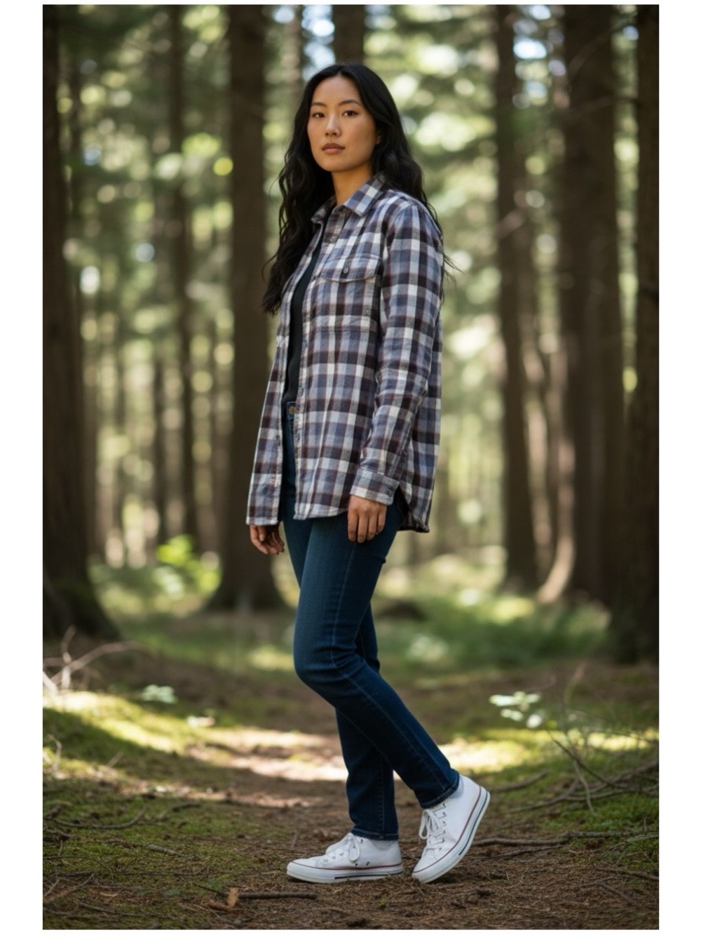 REI Coop Women’s Sz XL Blue Plaid Flannel Button Down Shirt Wallace Lake